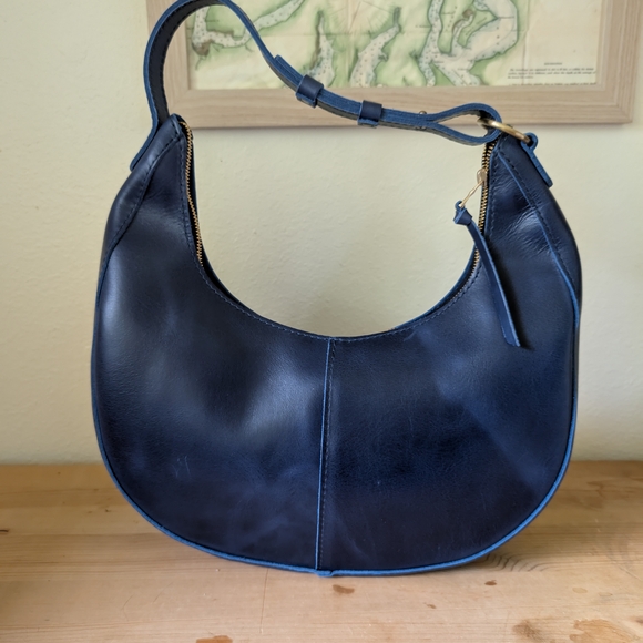 Portland Leather Cowboy Blue Leather Large Nora Bag NEW - Picture 2 of 5